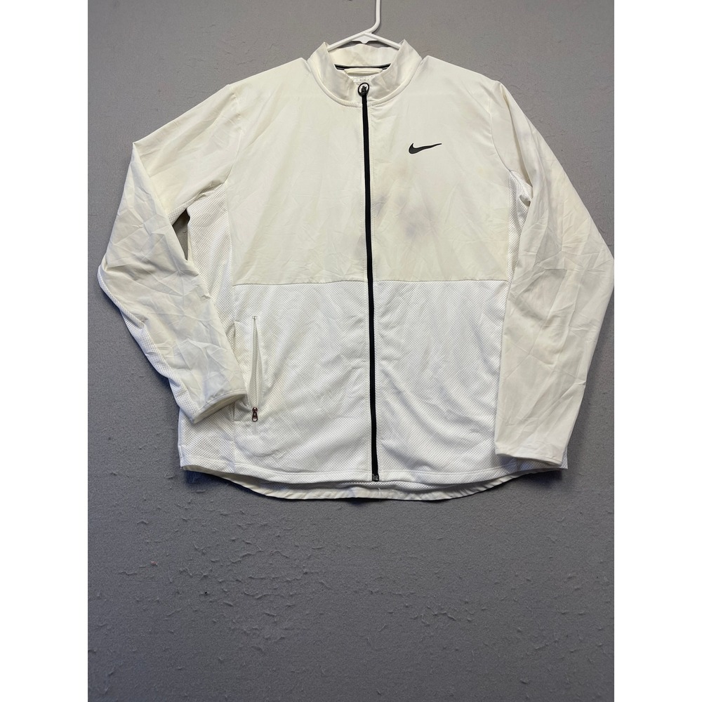 Nike Court Tennis Jacket Woven Mesh White Large Mens